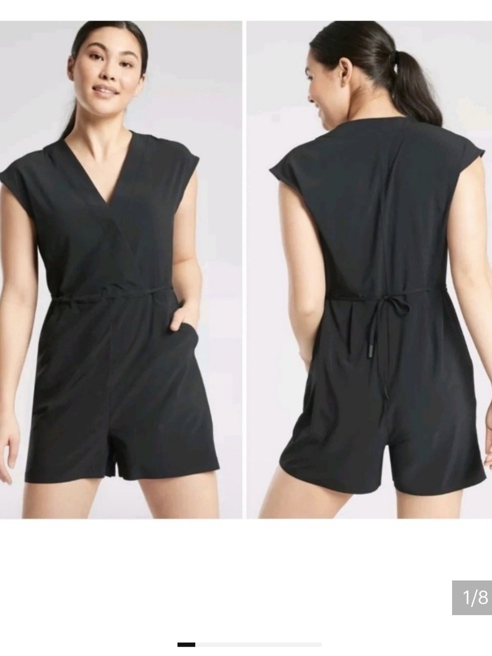 Athleta Marlow One Piece Romper Shorts Black Small Minimalist Neutral Casual